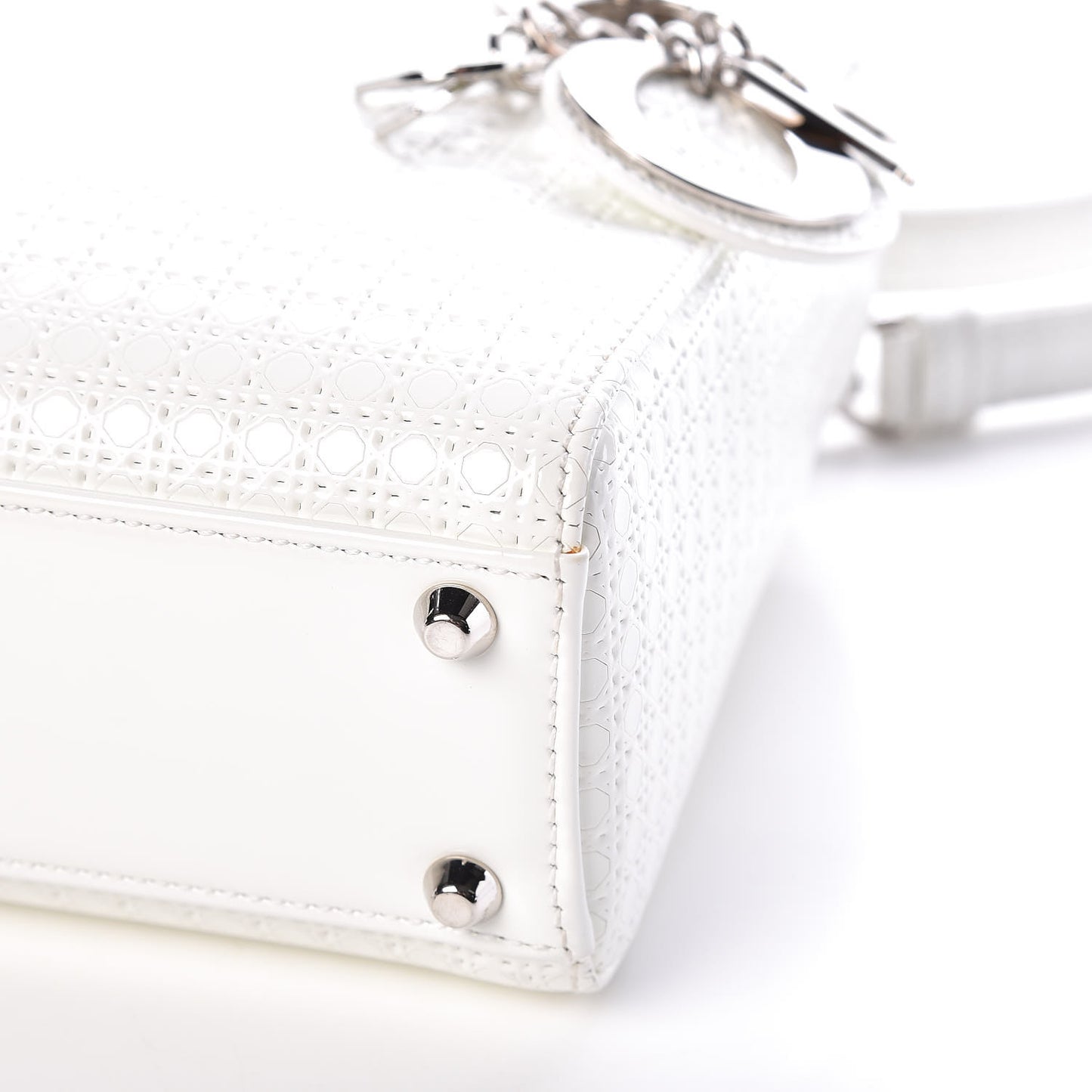 Patent Micro-Cannage Mini Lady Dior White
