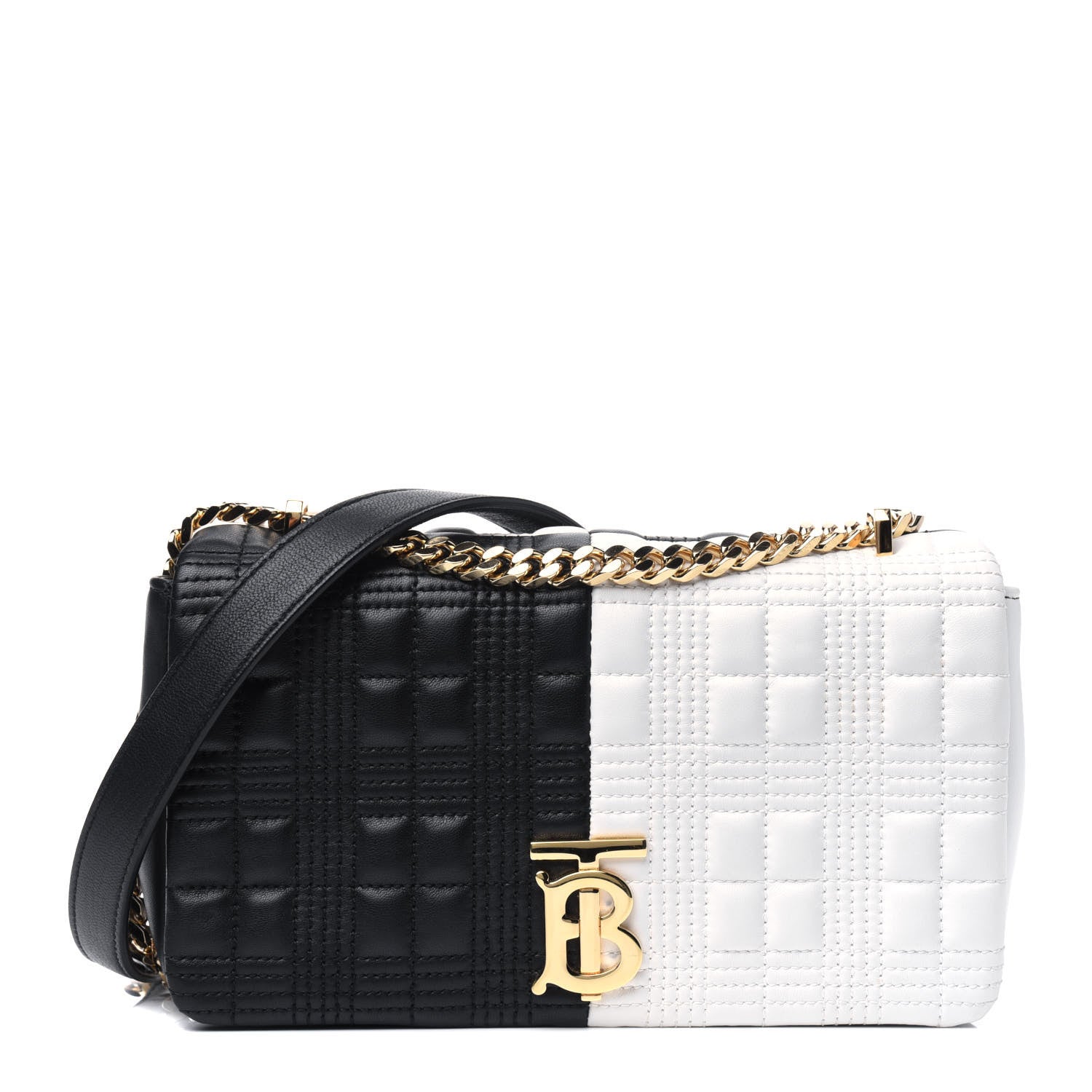 Burberry Lambskin Quilted Small Lola Bag White Black 1 of 15