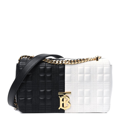 Burberry Lambskin Quilted Small Lola Bag White Black 1 of 15