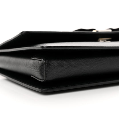 Salvatore Ferragamo Hammered Calfskin Vara Bow Chain Flap Crossbody Black 8 of 12