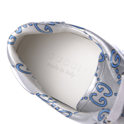 Gucci Miro Rubber Wax GucciGhost Print Mens New Ace Sneakers 10.5 Silver 9 of 11