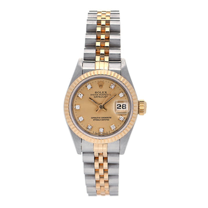 Rolex Stainless Steel 18K Yellow Gold Diamond 26mm Oyster Perpetual Datejust Watch Champagne 69173 1 of 4