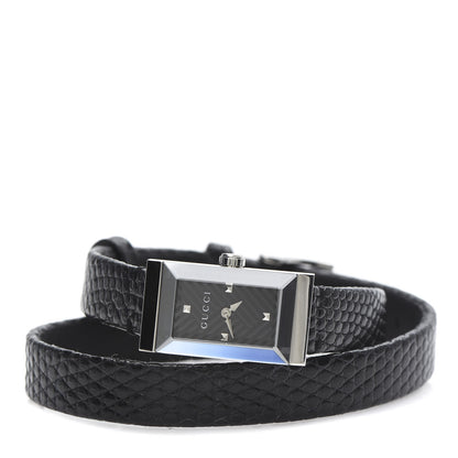 Gucci Stainless Steel Lizard 14mm G-Frame Double Wrap Quartz Watch Black 3 of 6