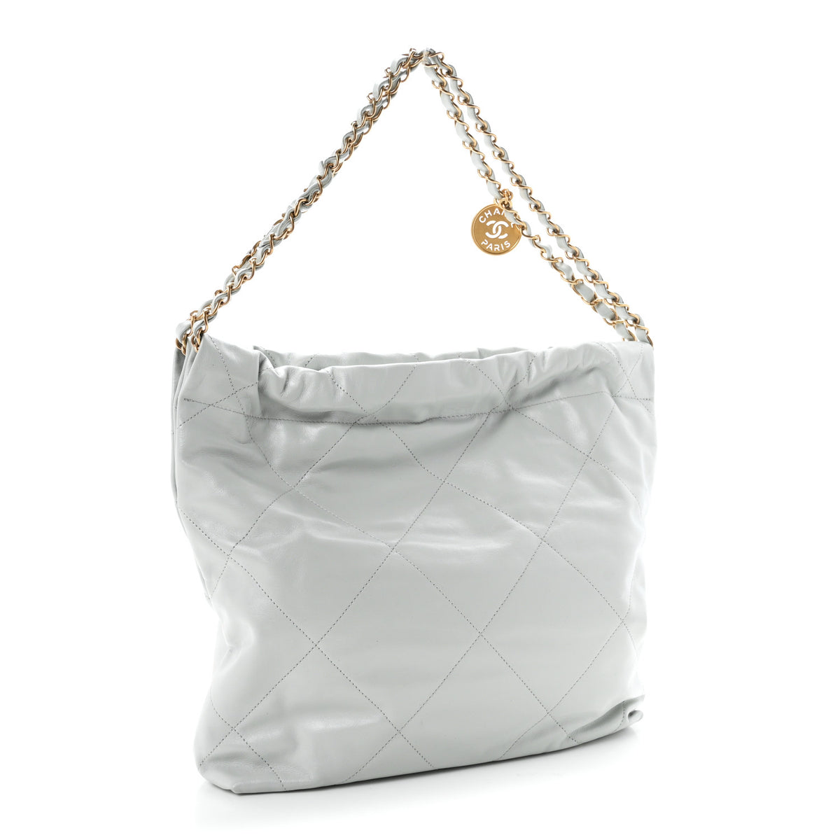 Shiny Calfskin Quilted Small Chanel 22 Light Blue