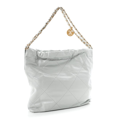 Chanel Shiny Calfskin Quilted Small Chanel 22 Light Blue 4 of 11