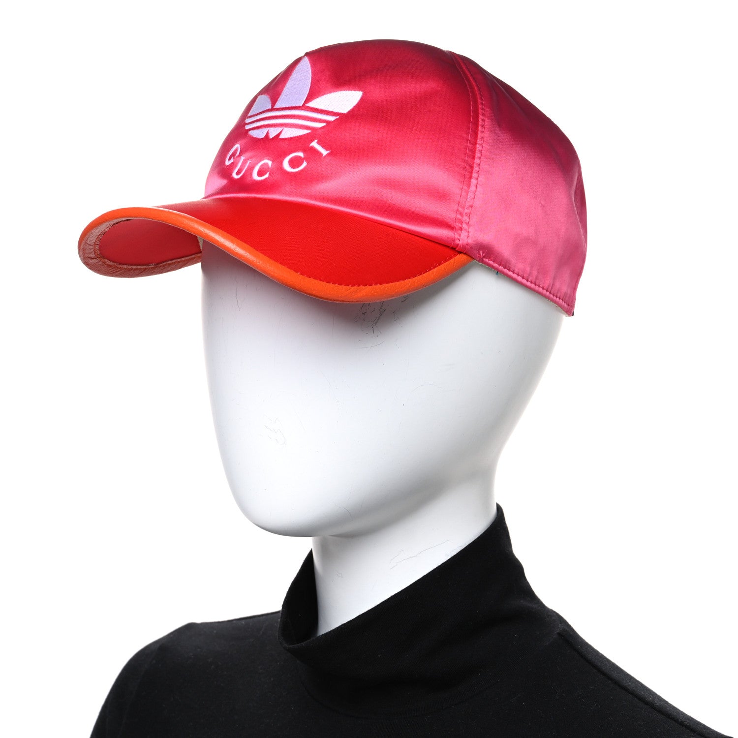 Gucci X ADIDAS Satin Trefoil Logo MC Rolly Baseball Hat Fuxia Red 2 of 8