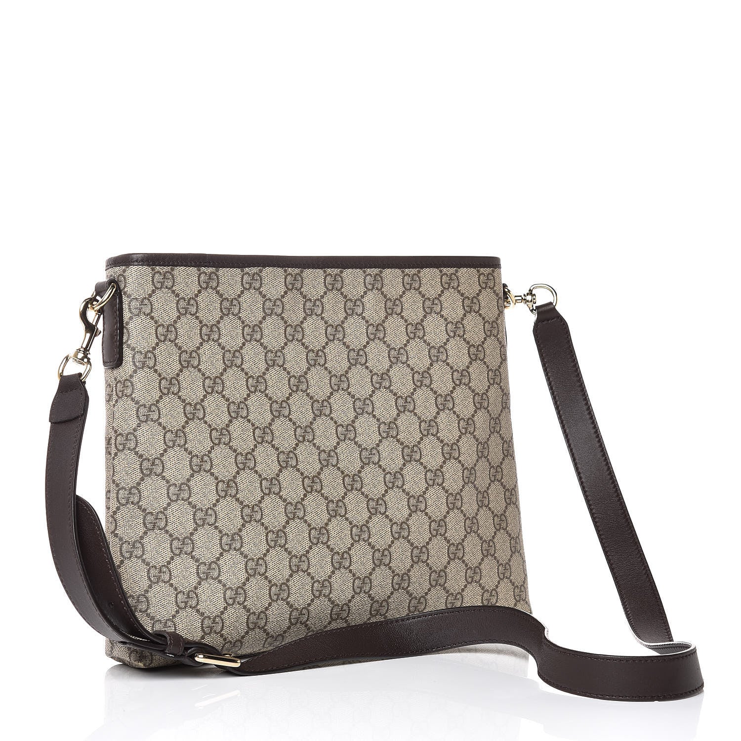 Gucci GG Supreme Monogram Web Flat Messenger Bag Dark Brown 3 of 7