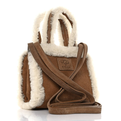 Telfar X UGG Suede Shearling Small Shopping Bag Chestnut 2 of 9