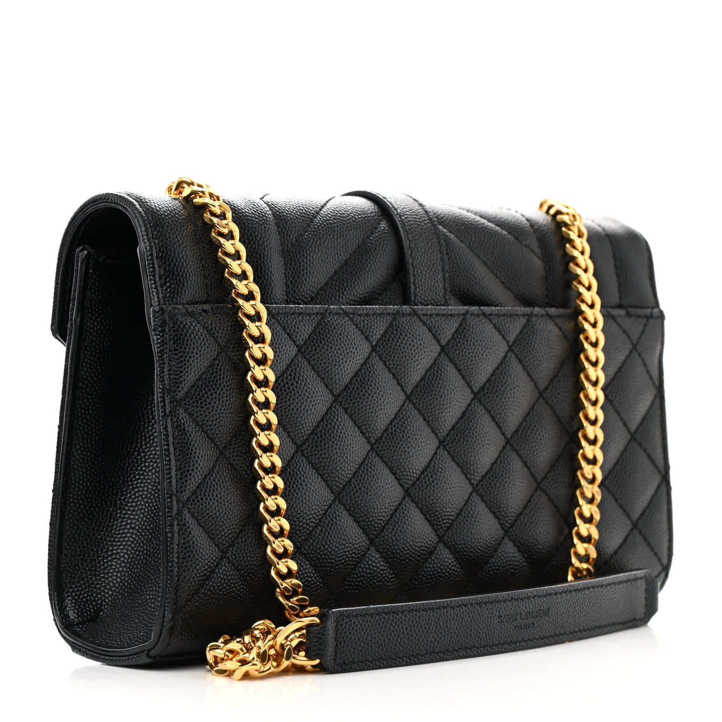 Grain De Poudre Textured Mixed Matelasse Triquilt Small Monogram Satchel Black