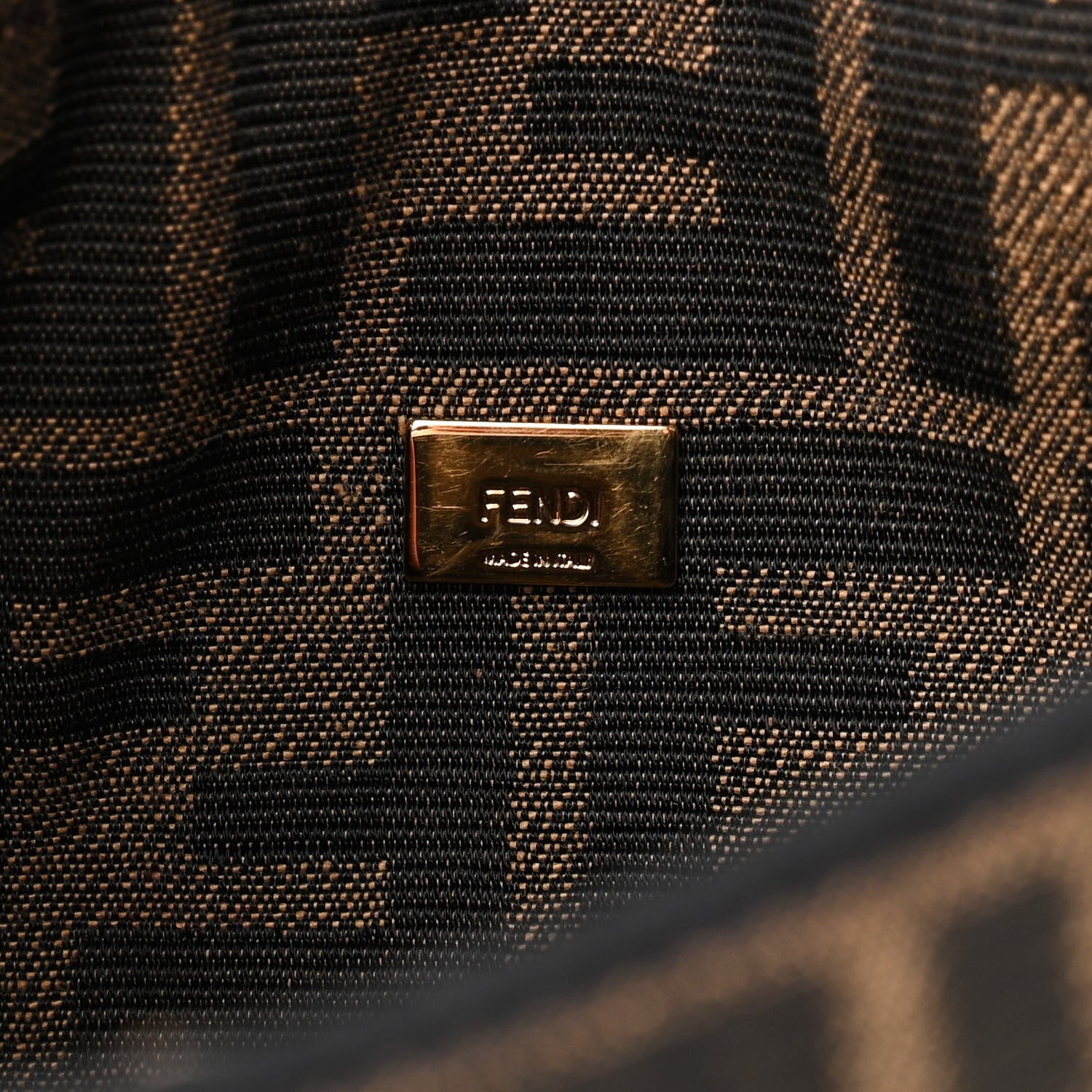 Fendi Fabric Jacquard FF 1974 Mini Baguette Tobacco Moro Black 6 of 12