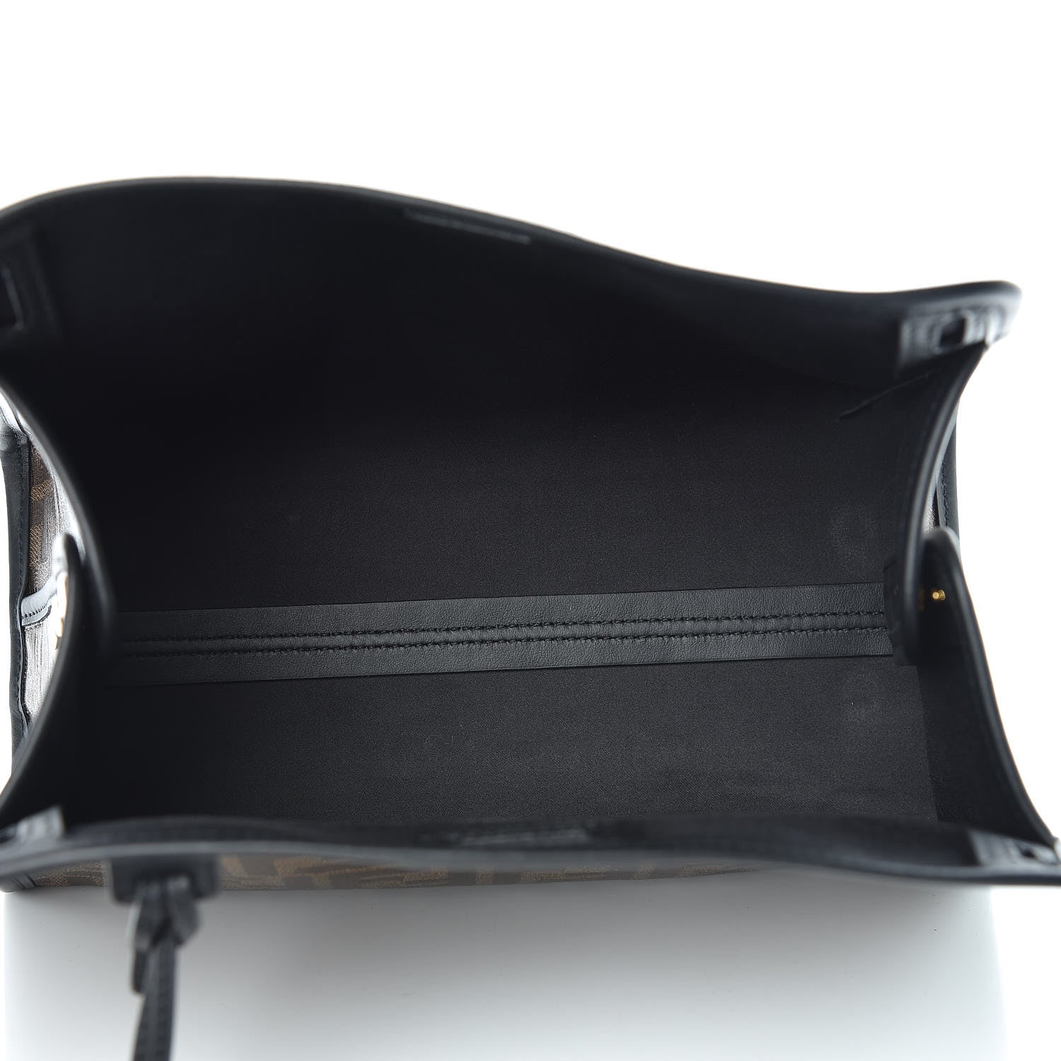Fendi Glazed Fabric Vitello Century FF 1974 Stamp Patch Mini Peekaboo Defender Cover Mogano Panna Black 5 of 9