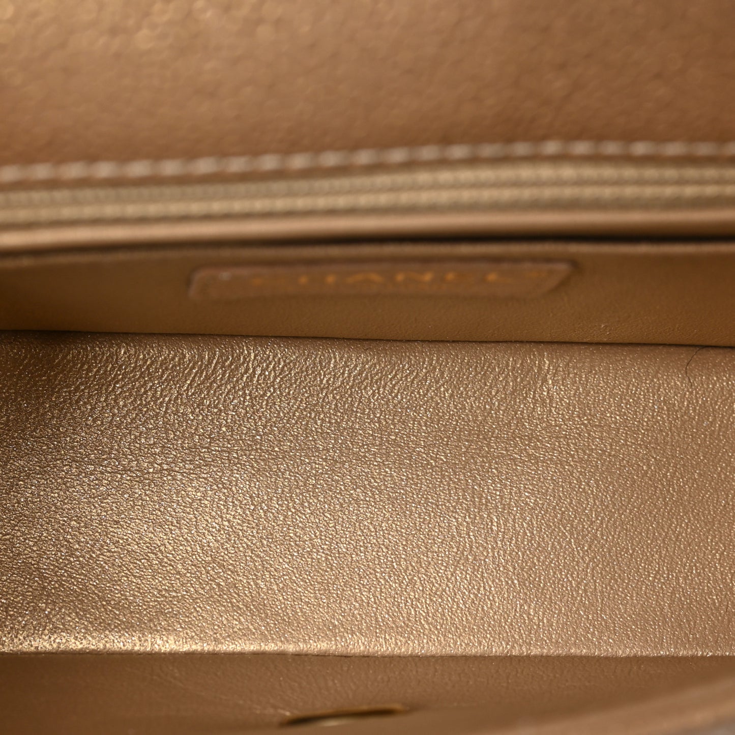 Pearly Caviar Quilted Mini Rectangular Flap Gold
