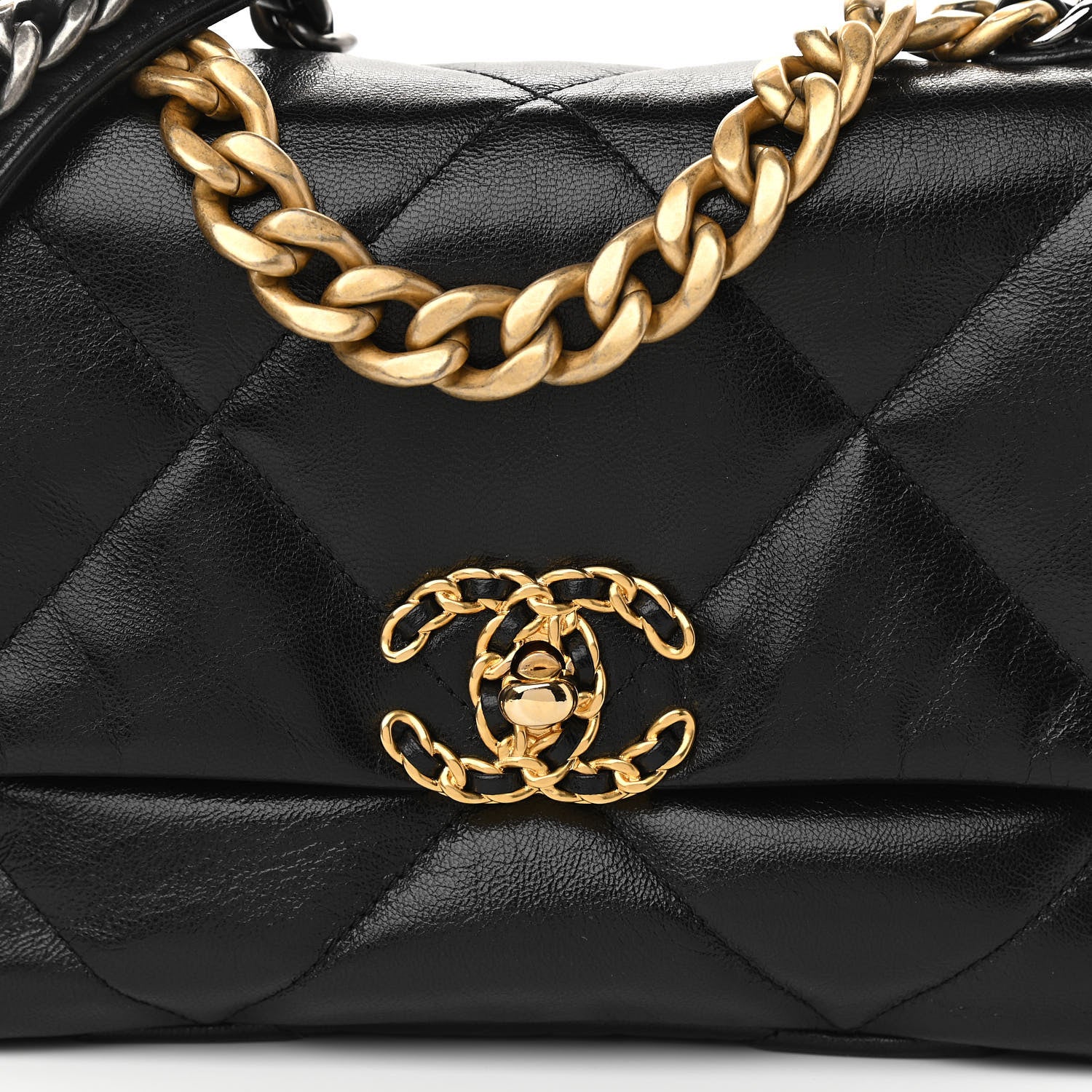 Chanel Shiny Goatskin Quilted Medium Chanel 19 Flap Black 8 of 11