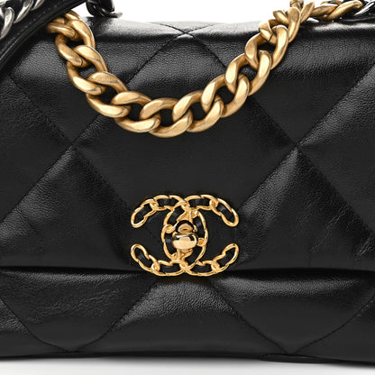 Chanel Shiny Goatskin Quilted Medium Chanel 19 Flap Black 8 of 11