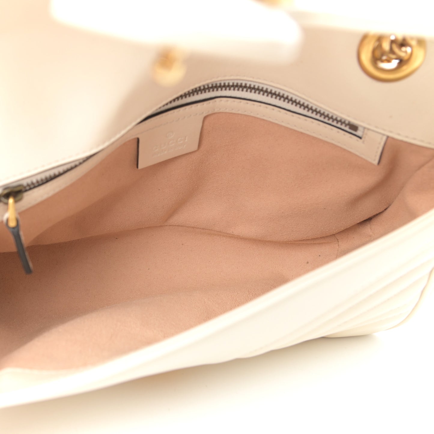 Calfskin Matelasse Small GG Marmont Shoulder Bag White