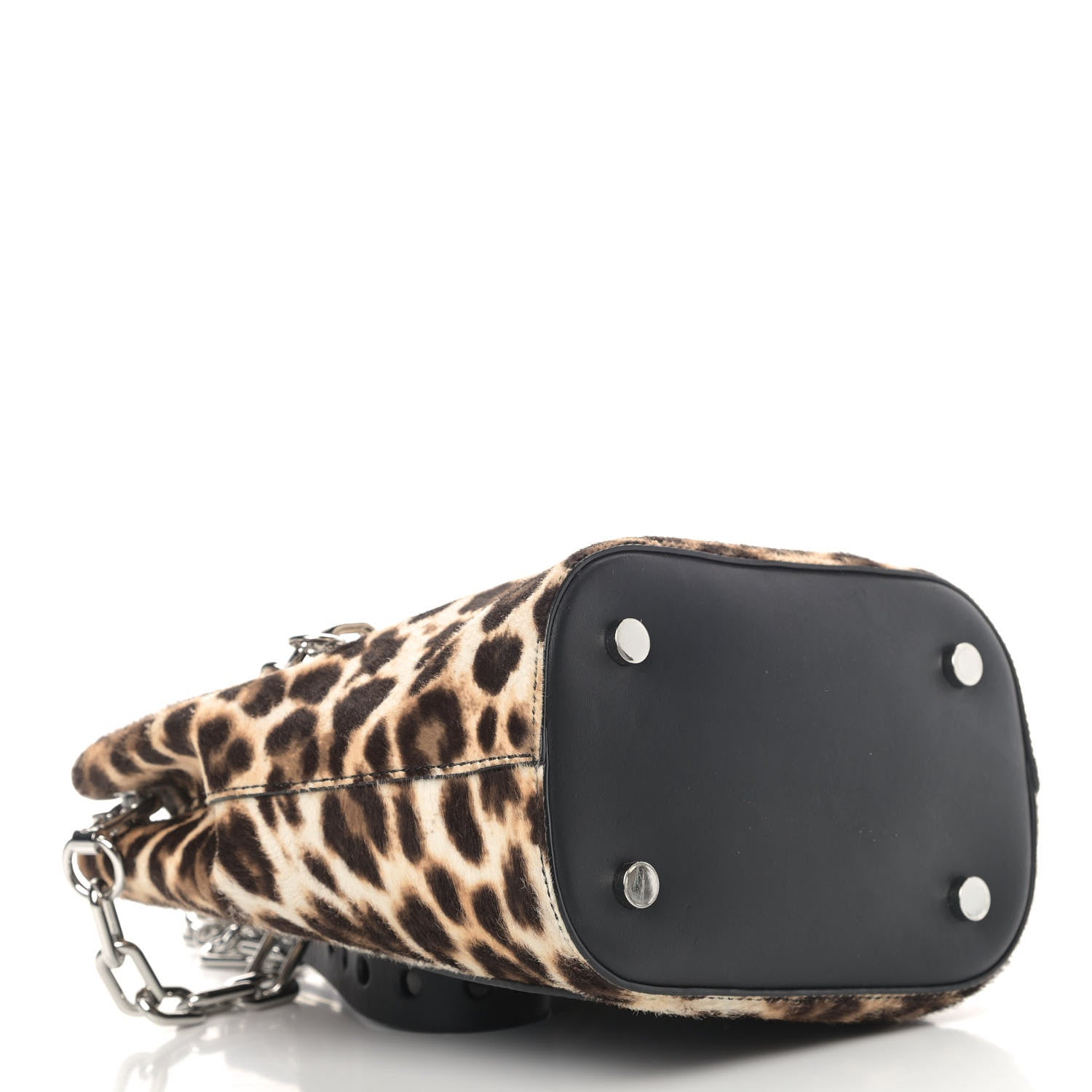 Alexander Wang Calf Hair Leopard Print Riot Bucket Bag Black Silver Hardware 4 of 10