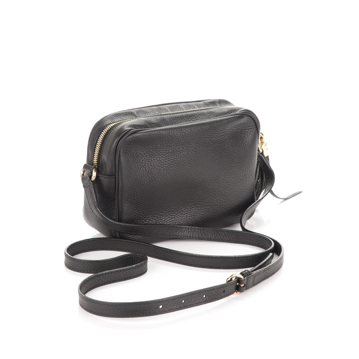 Pebbled Calfskin Small Soho Disco Bag Black