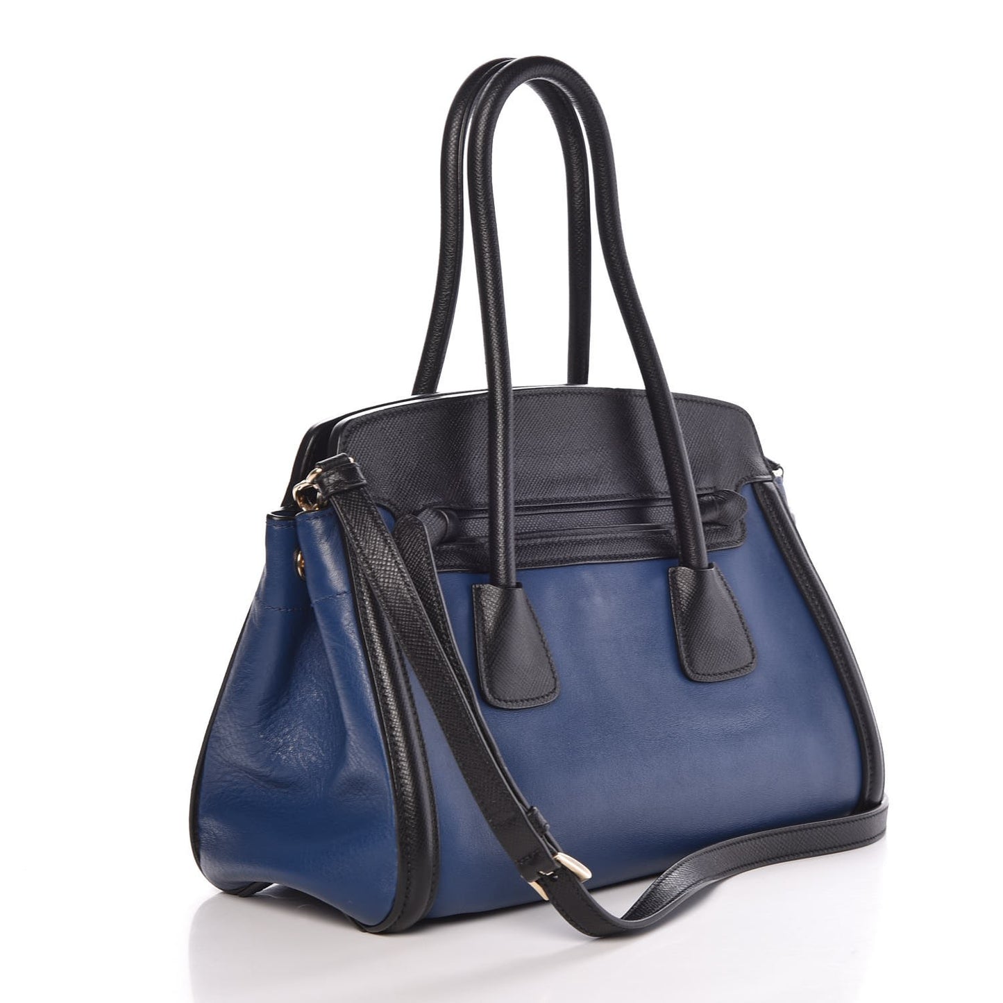 Saffiano City Calf Bi-Color Tote Bluette Black