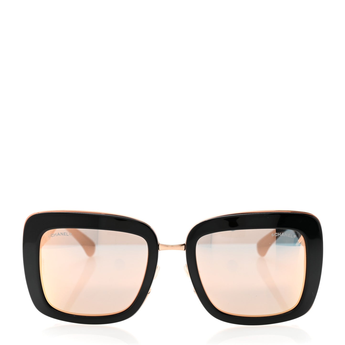 Metal Square Spring Sunglasses 5369 Black Pink Gold