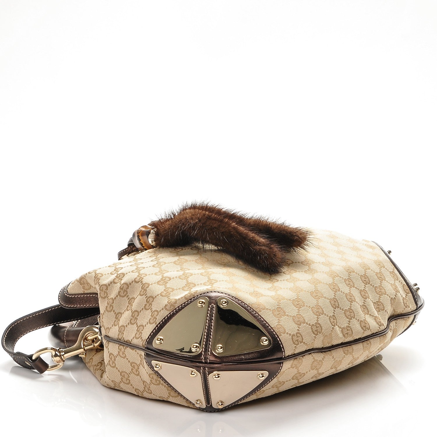Gucci Monogram Mink Indy Small Top Handle Bag Metallic 8 of 12