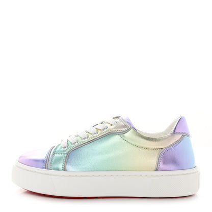 Christian Louboutin Metallic Calfskin Flat Sneakers 36.5 White Multicolor 1 of 9