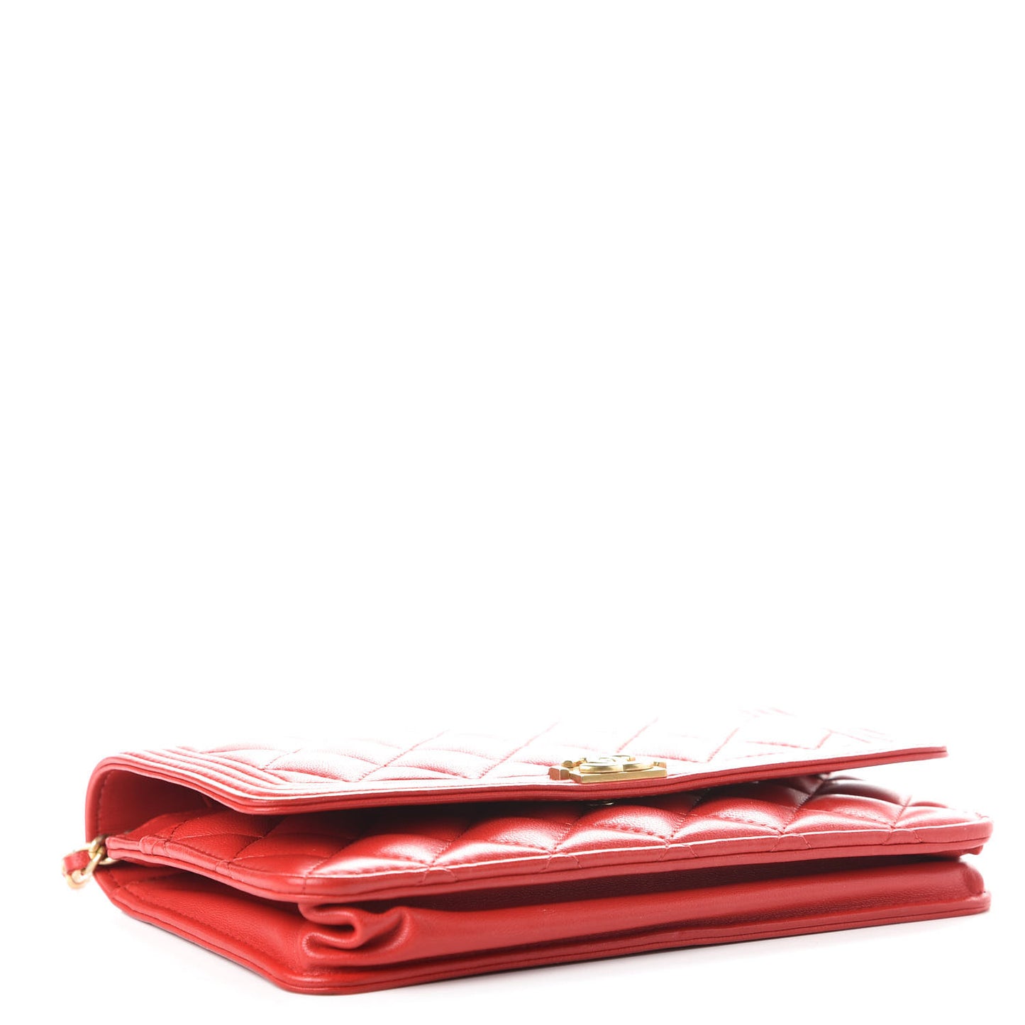 Lambskin Quilted Boy Wallet On Chain WOC Red