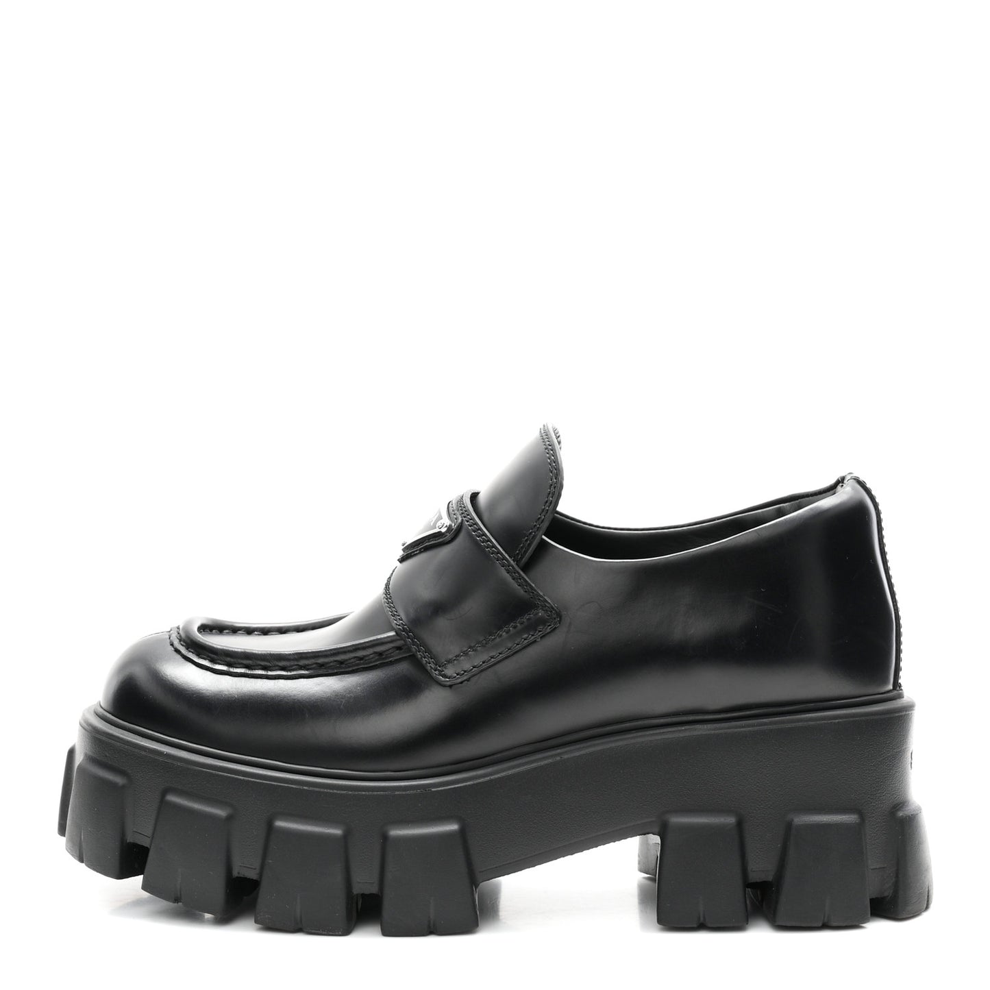 Spazzolato Rois Metal Triangle Logo Monolith 55mm Loafers 37 Black
