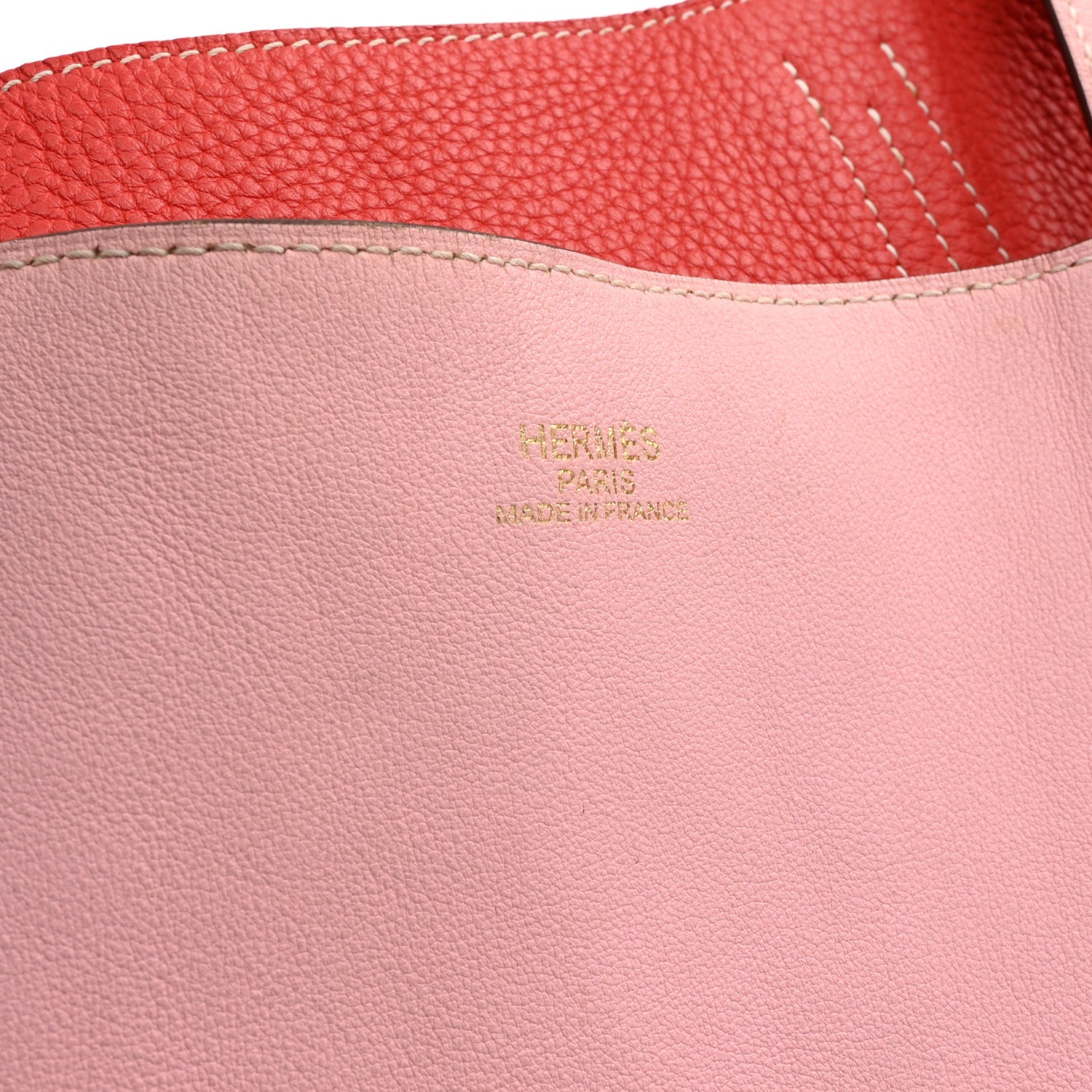Hermes Taurillon Clemence Swift Double Sens 36 Reversible Tote Rose Sakura Bougainvillea 9 of 16