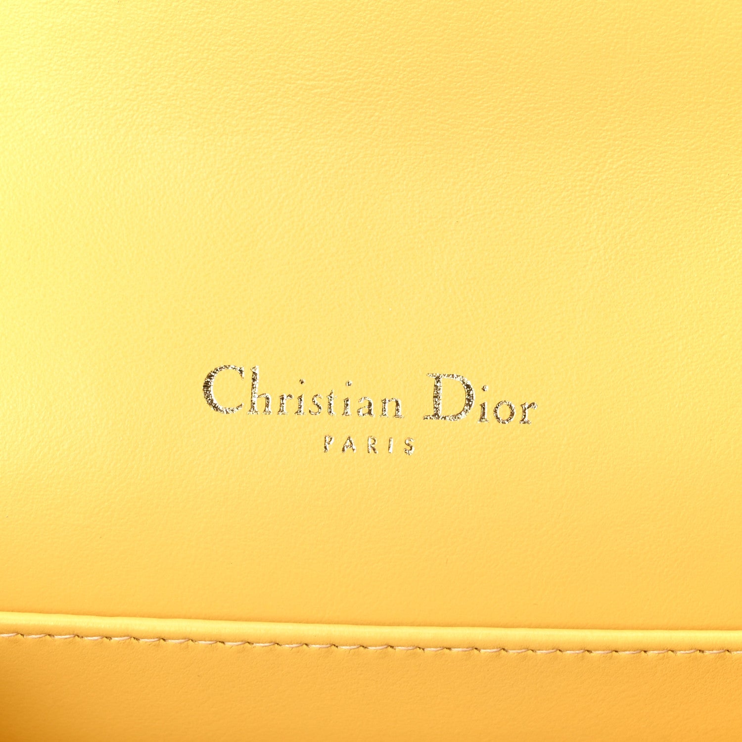 Christian Dior Calfskin Satin Bead Embroidery Lady Dior Clutch Gold Yellow 7 of 11