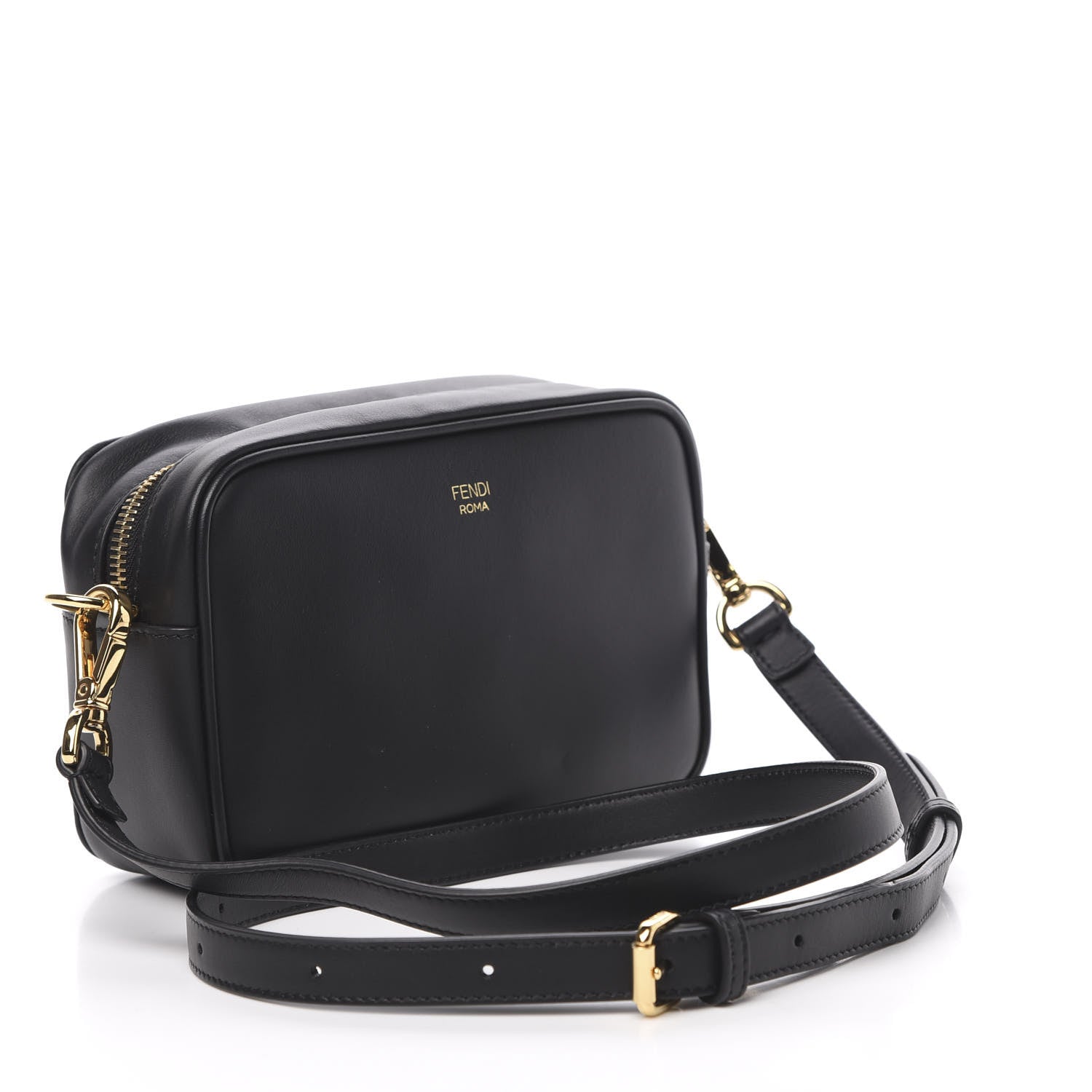 Fendi Vitello Century Bi-Color FF 1974 Embossed Mini Camera Case Maya Black 2 of 9