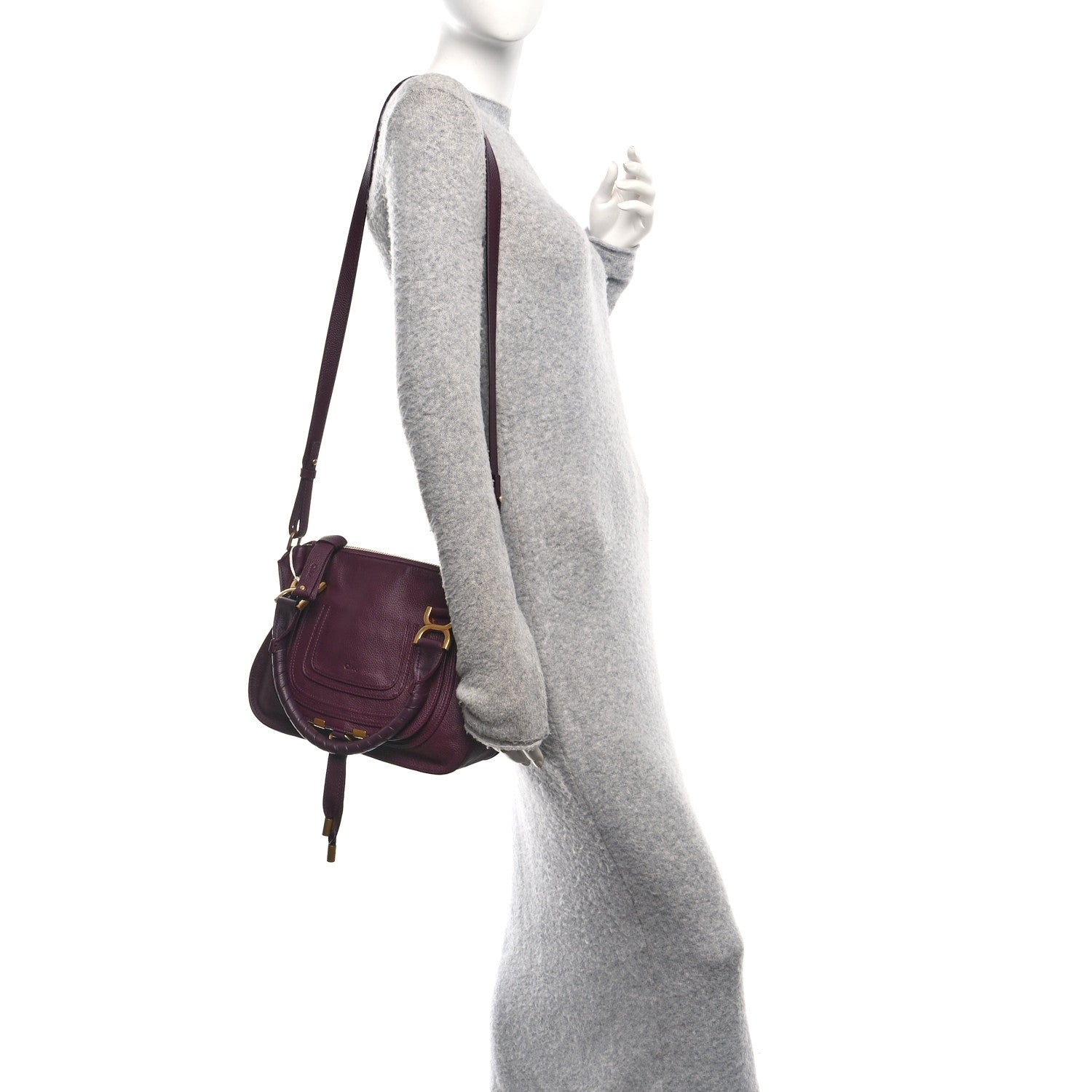 Chloe Calfskin Small Marcie Satchel Dimness Purple 2 of 9