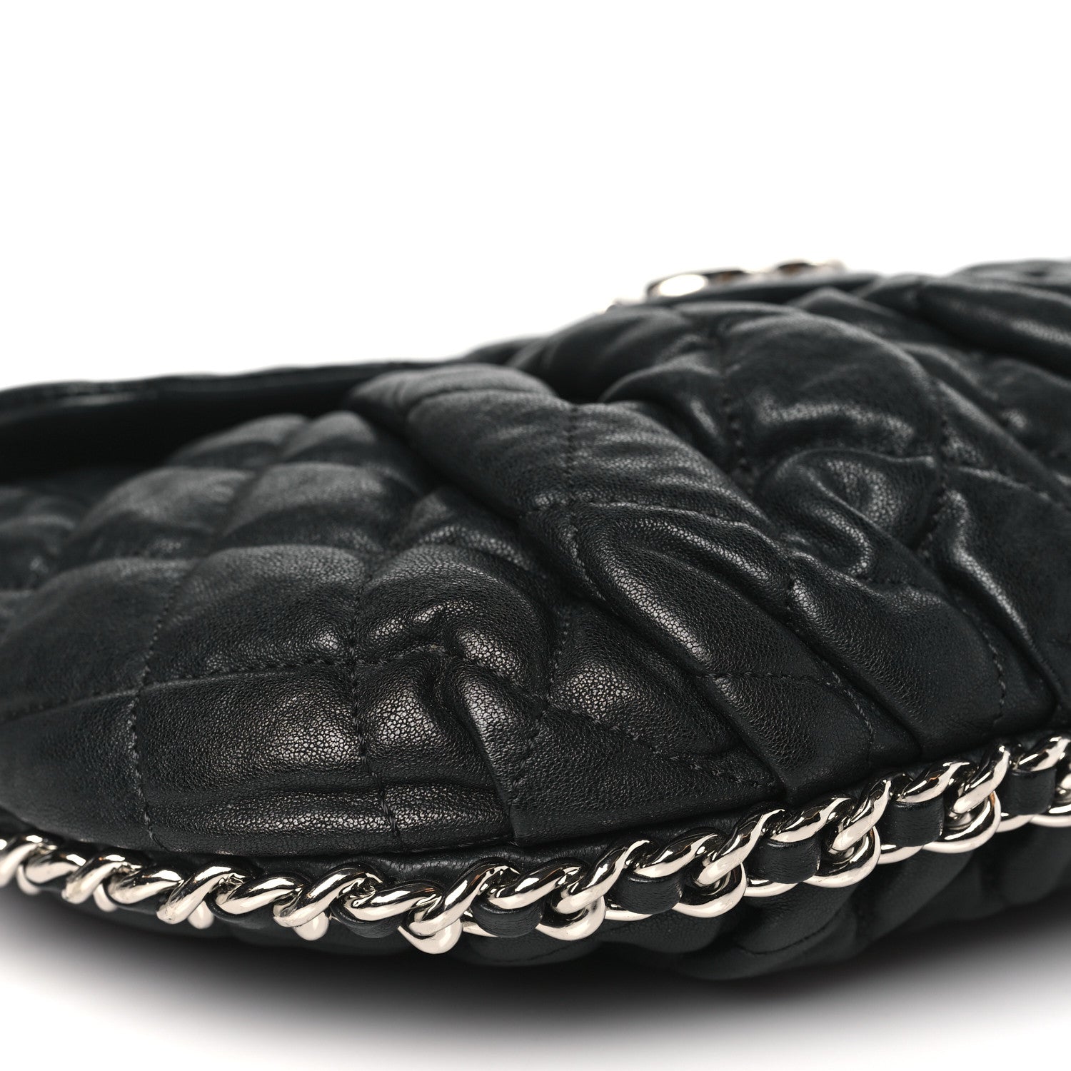 Chanel Washed Lambskin Quilted Medium Chain Around Messenger Black 9 of 11