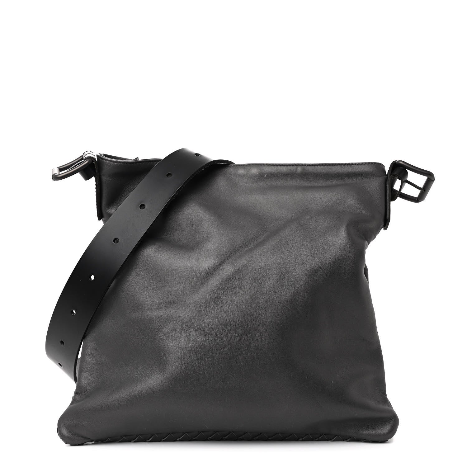 Bottega Veneta Nappa Intrecciato  Messenger Bag Grey Black 1 of 10