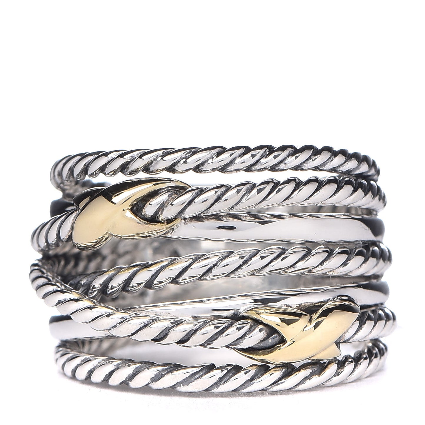 Sterling Silver 18K Yellow Gold Double X Crossover Ring 52 6