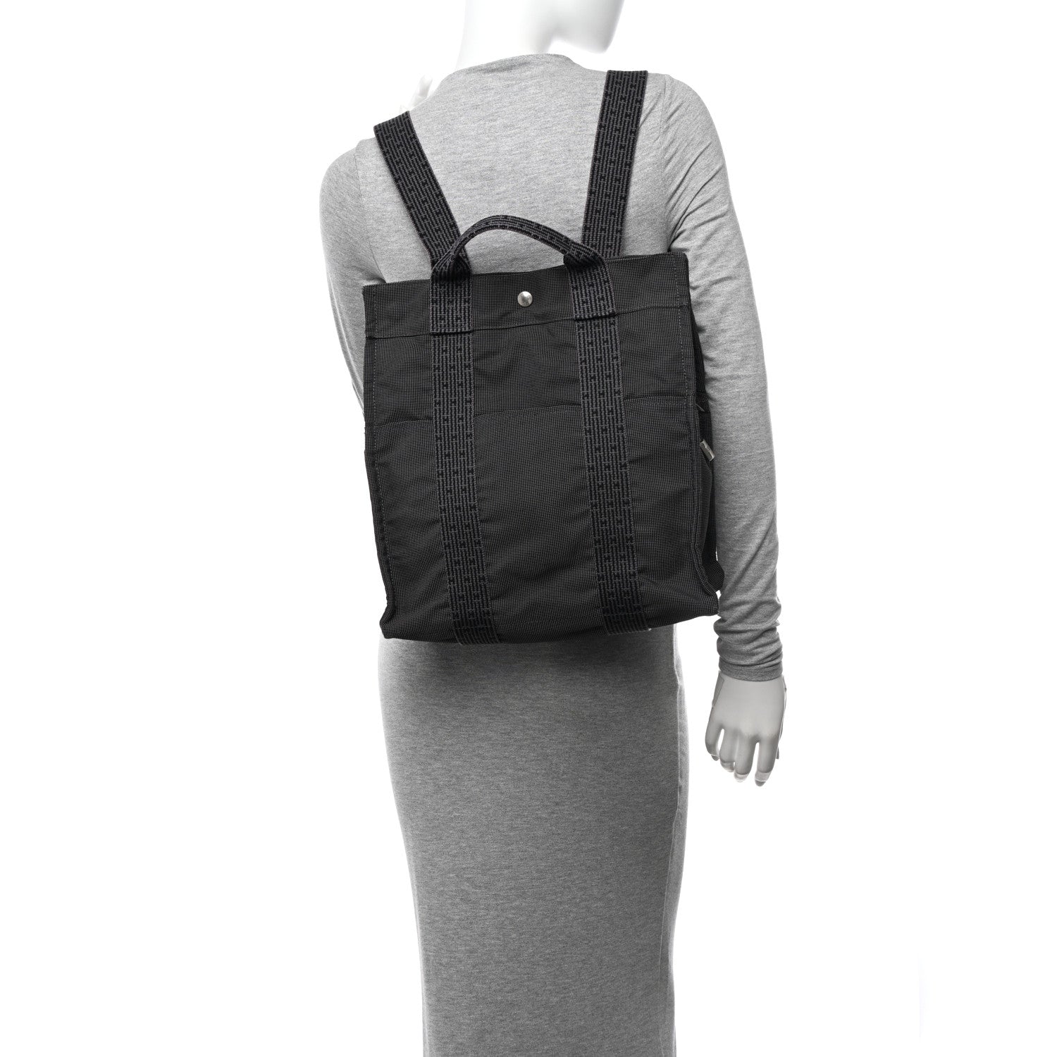 Hermes Canvas Herline Backpack Grey 2 of 12