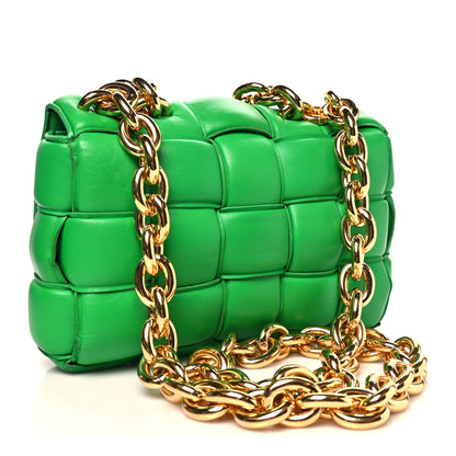 Bottega Veneta Lambskin Maxi Intreccio Padded Chain Cassette Crossbody Bag Racing Green 3 of 10