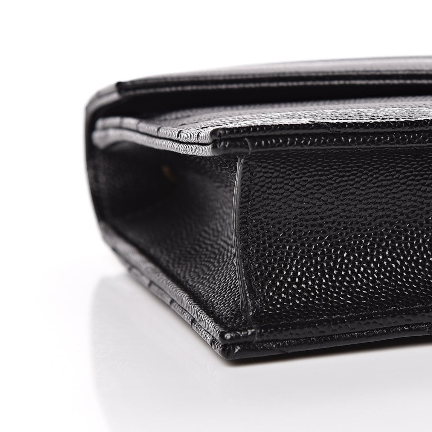 Grain De Poudre Matelasse Chevron Monogram Envelope Chain Wallet Black