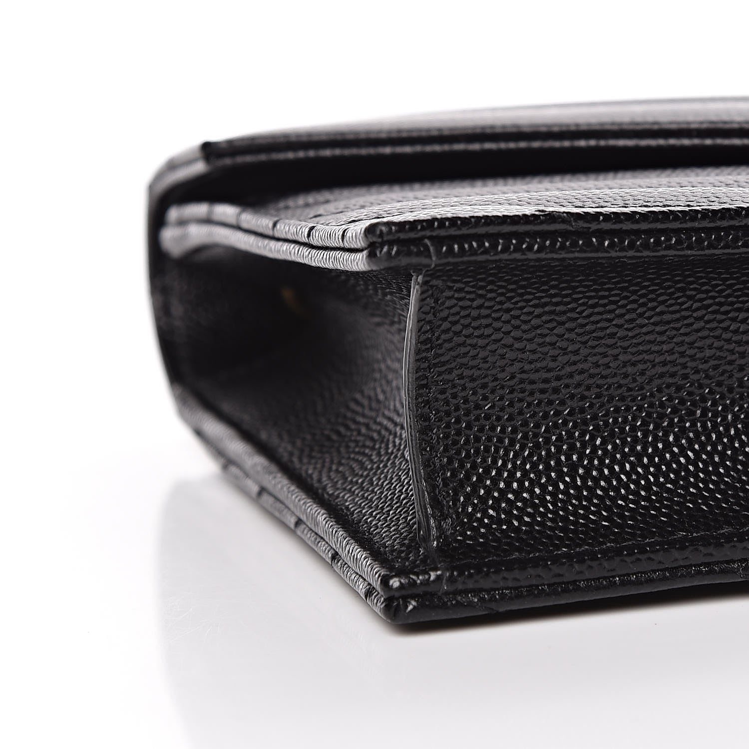 Saint Laurent Grain De Poudre Matelasse Chevron Monogram Envelope Chain Wallet Black 8 of 11