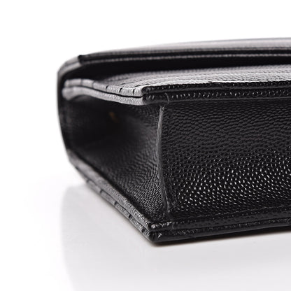 Saint Laurent Grain De Poudre Matelasse Chevron Monogram Envelope Chain Wallet Black 8 of 11