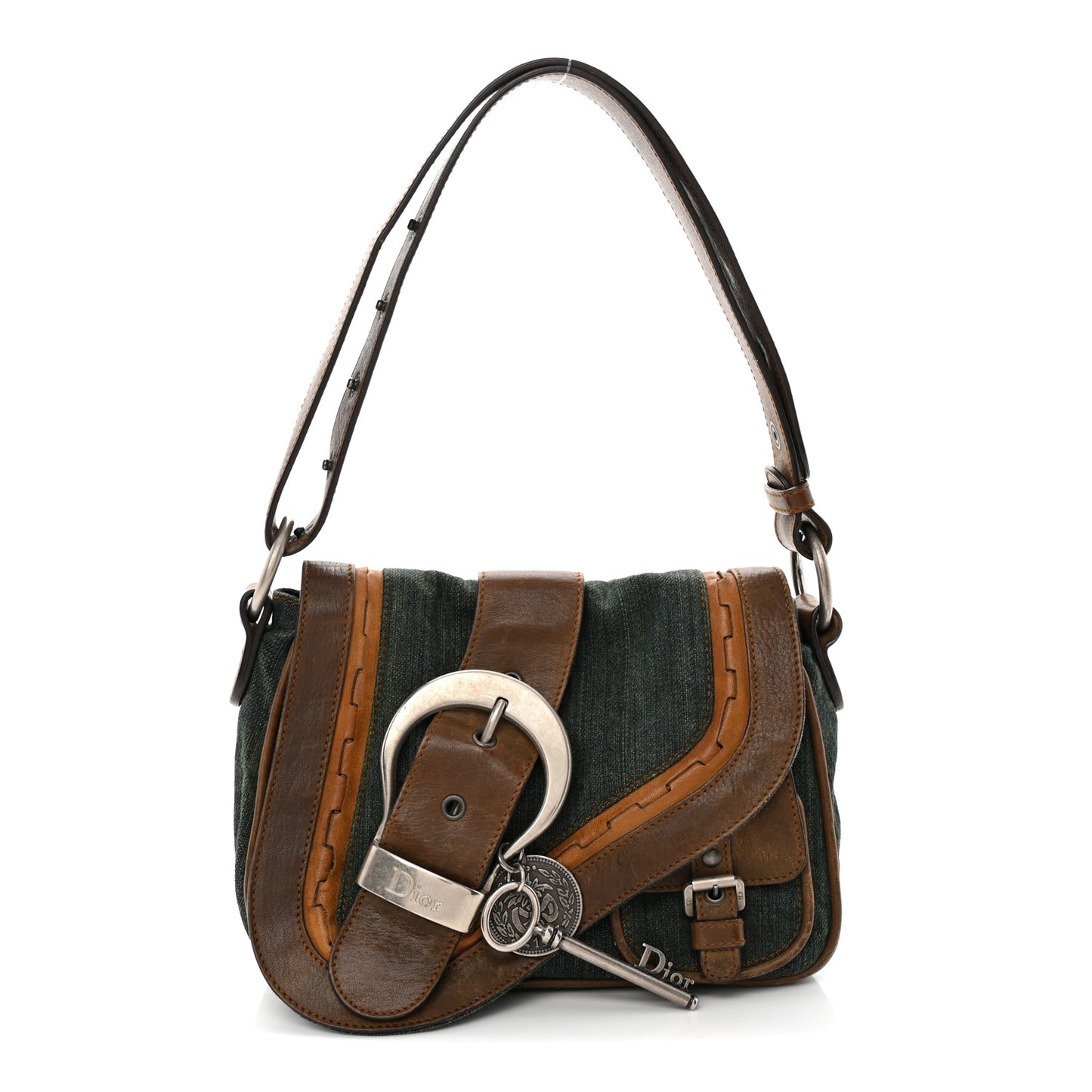 Denim Calfskin Mini Gaucho Crossbody Bag Blue