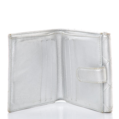 Chanel Metallic Lambskin Quilted Compact French Flap Wallet Silver 5 of 15