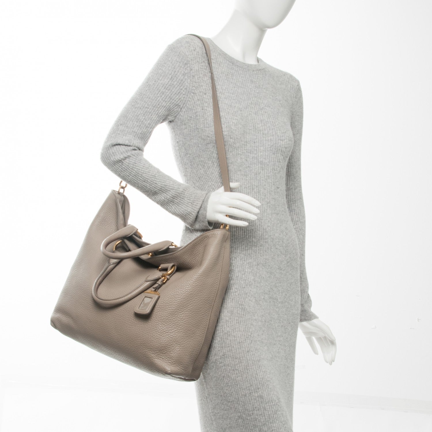 Prada Vitello Daino Tote Argilla 2 of 14
