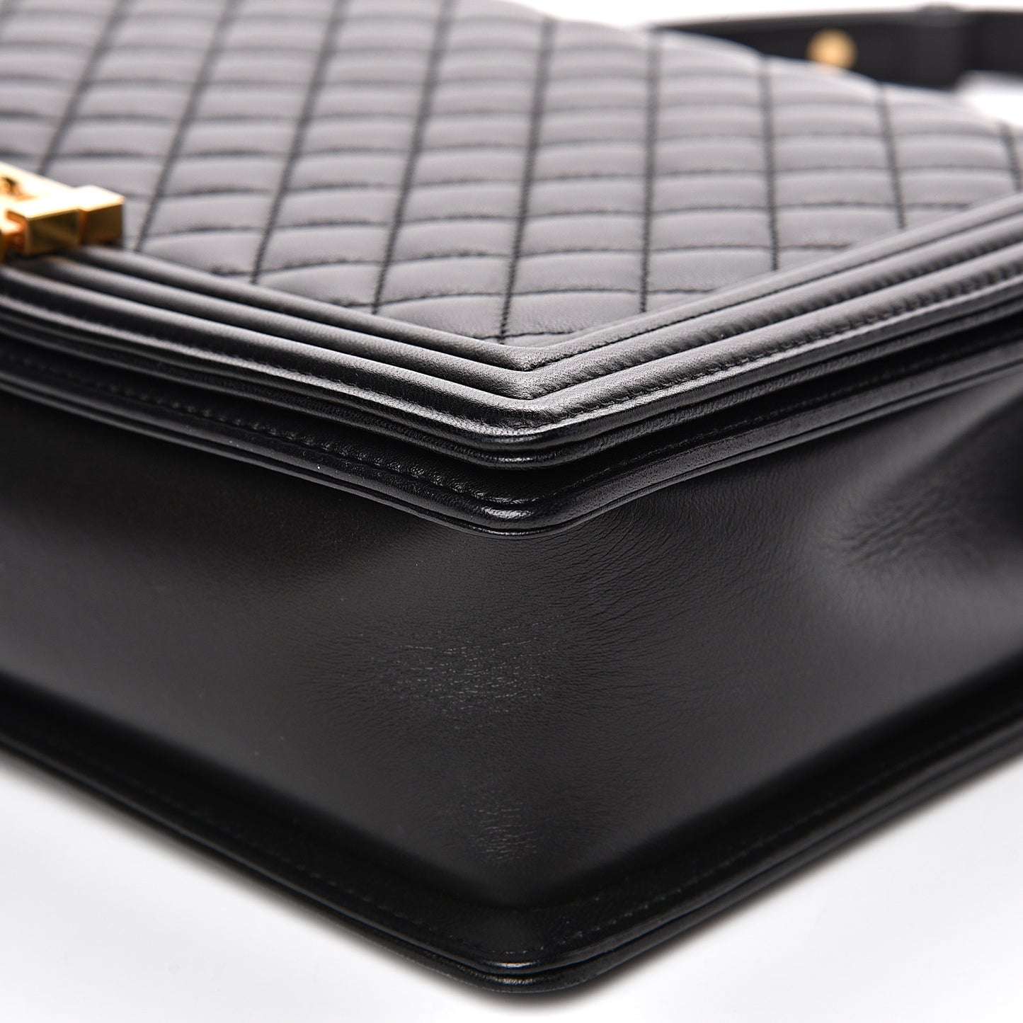 Lambskin Quilted Large Boy Flap Black