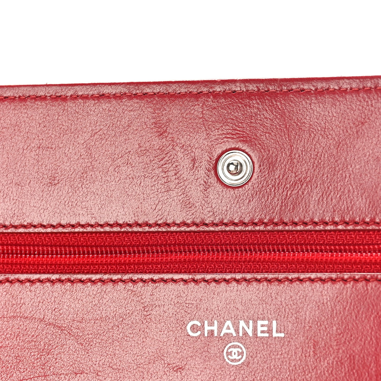 Lambskin Quilted Wallet On Chain WOC Red