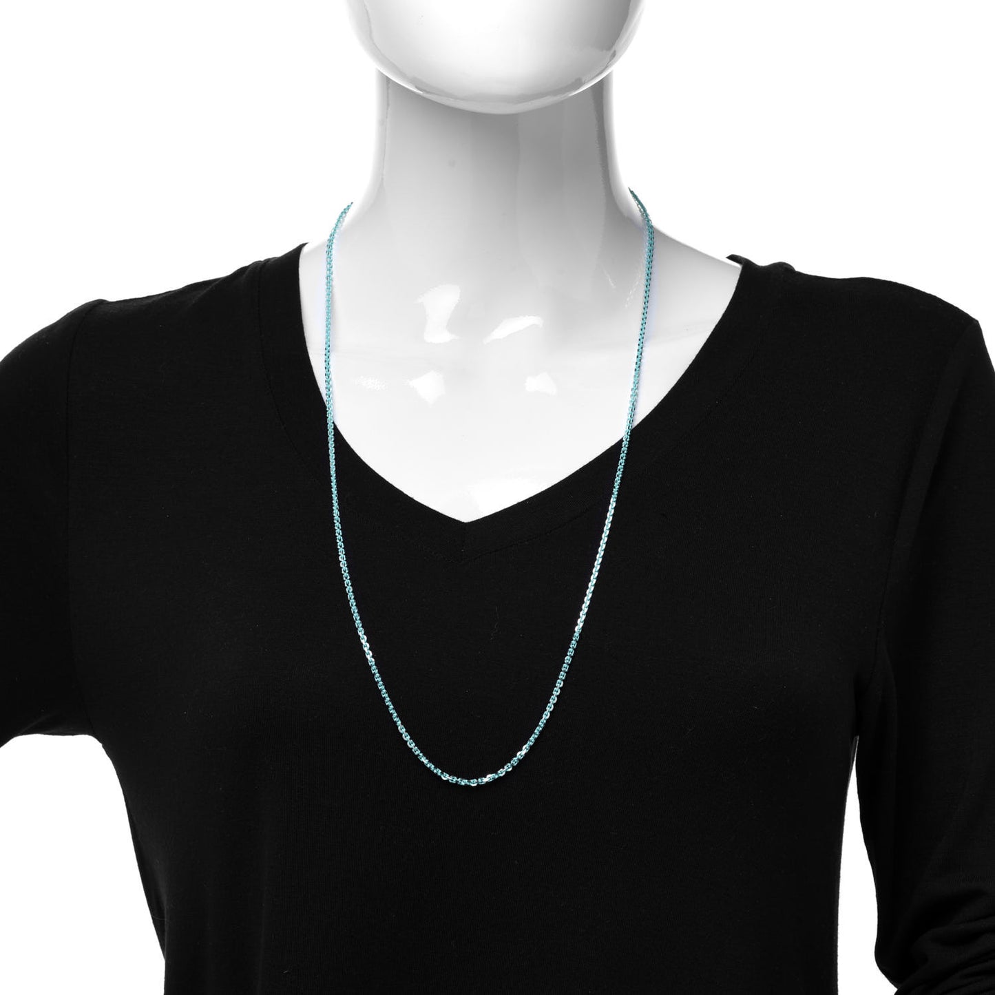 Sterling Silver Enamel 1.75mm Chain Necklace Blue 30"