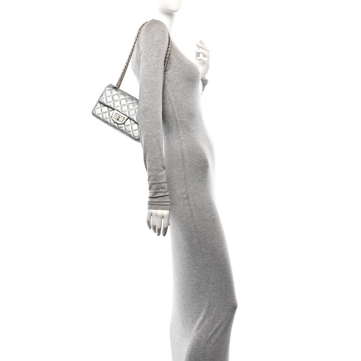 Chanel Metallic Grained Calfskin Quilted 2.55 Reissue Mini Flap Silver 2 of 10