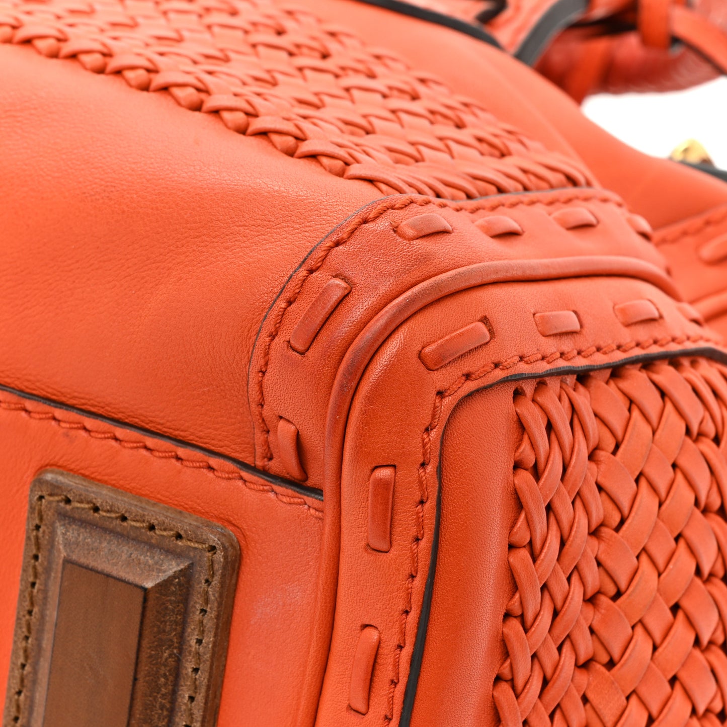 Calfskin Handmade Medium Top Handle Bag Orange
