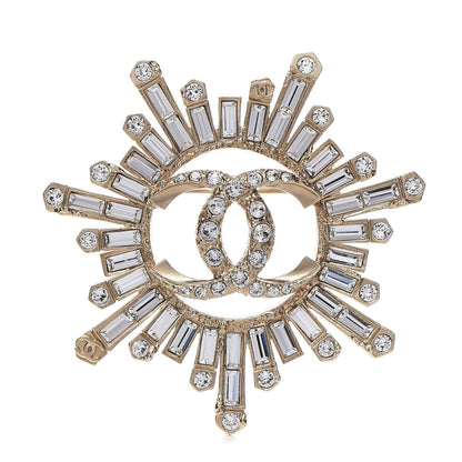 Chanel Crystal Baguette CC Brooch Light Gold 1 of 5