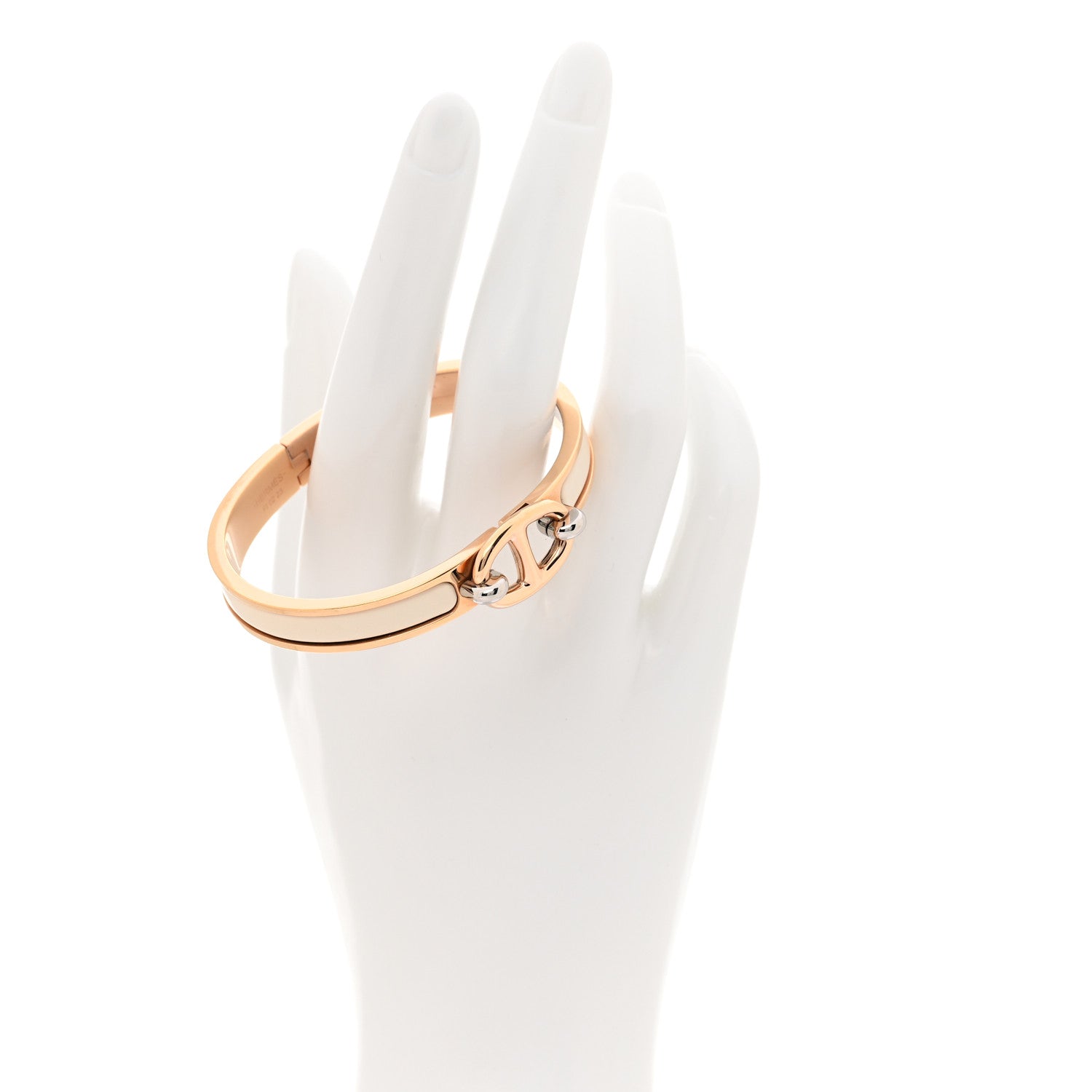 Hermes Enamel Mini Farandole Clic Chaine d'Ancre Bracelet PM Creme 2 of 5