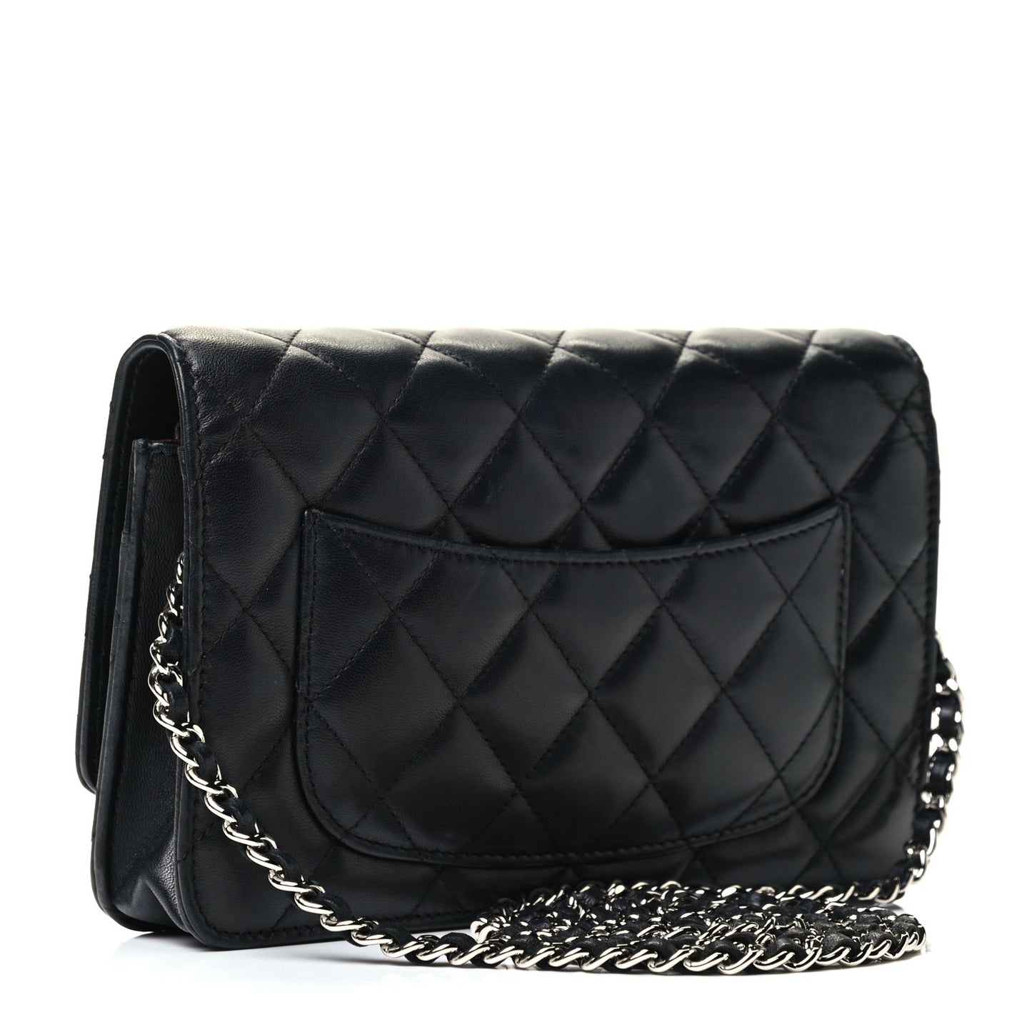 Lambskin Quilted Wallet On Chain WOC Black